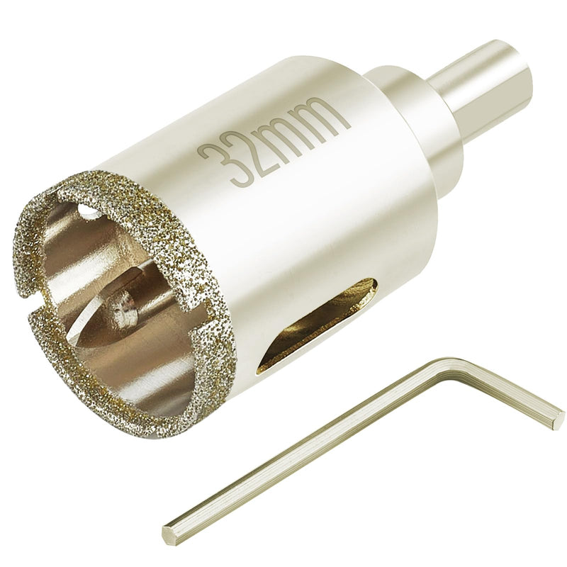 [Australia - AusPower] - 1 1/4 Inch (32mm) Diamond Hole Saw with Pilot Bit, Diamond Tip 1.25" Tile Hole Saw Bits with Guiding Drill Bit Easy Drilling for Ceramic Tile, Glass, Porcelain, Marble, Granite 32mm | 1-1/4" 