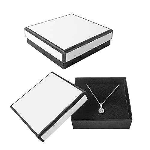 PTSGCAI 24 Pack Jewelry Gift Boxes - Necklace, Earring, Ring Boxes (Square, 3.5 x3.5 x1.2 Inches, Cotton Filled Cardboard Paper) 3.5 x 3.5 x 1.2 inches