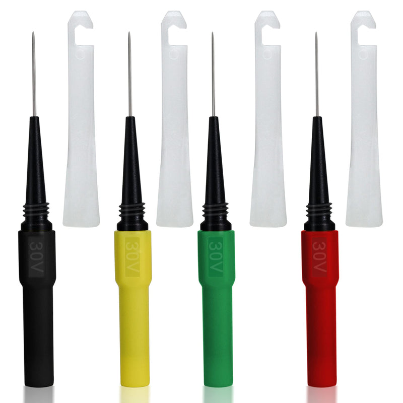 [Australia - AusPower] - Piercing Clip Test Probe, 0.7mm Test Probe Pins, Non-Destructive Insulation Wire Piercing Needle, Piercing Probes Set for Banana Socket Plug Car Tester (4 Pcs) 