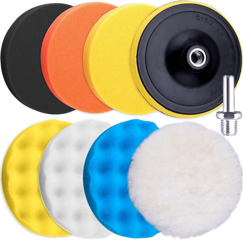 [Australia - AusPower] - SIQUK 9 Pieces Car Buffing Pads 6 Inch Polishing Pads Foam Polisher Pads Car Buffer Attachment for Drill 