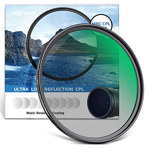 Neewer 62mm Polarizing Filter 30 Layer Multi Resistant Nano Coatings Circular Polarising Filter(CPL) Reduce Glare/Enhance Contrast/Ultra Slim/Reduces Reflection/HD Optical Glass Polarizer Filter
