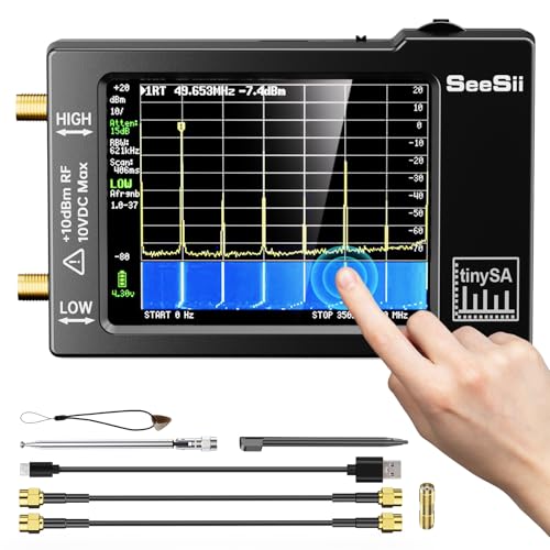 Seesii TinySA Spectrum Analyzer - 2.8 Inch Spectrum Analyzer 100 kHz - 960 MHz Input MF HF VHF UHF, Signal Generator Frequency Analyzer with Touchscreen with ESD Protected