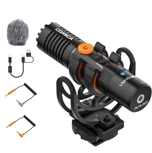 COMICA VM10 PRO Universal Video Microphone - Adjustable Gain, USB C Digital Output, Monitoring - Shotgun Mic for Camera, Smartphone, Tablet, PC - Ideal for Vlogging, Live Streaming, and Recording