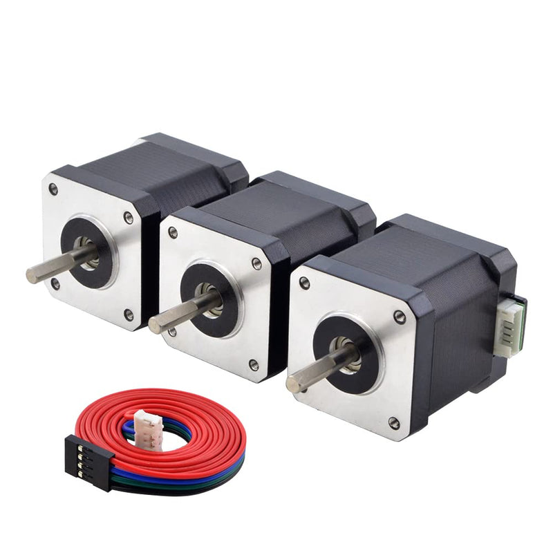 [Australia - AusPower] - STEPPERONLINE Nema 17 Stepper Motor 2A 55Ncm Bipolar 1.8 Degree 4-Lead for 3D Printer CNC Extruder, 3 Pack 42*48 