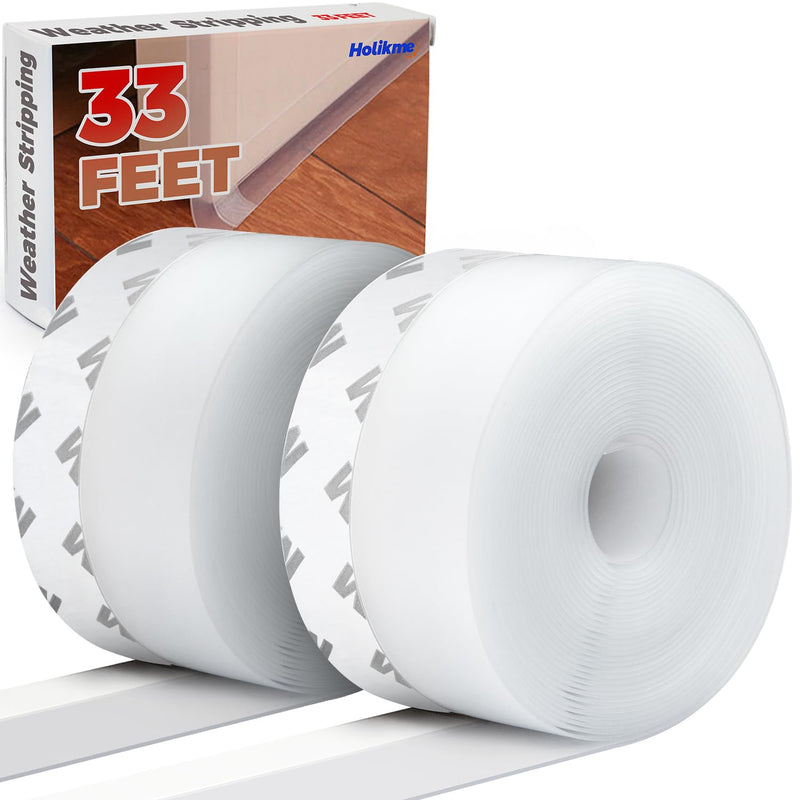 [Australia - AusPower] - Holikme Door Weather Stripping Door Seal Strip, Sealing Sticker Sealing Tape for Door Draft Stopper Adhesive for Doors, Suitable for Windows, Doors 1.8"W-33Feet Transparent 