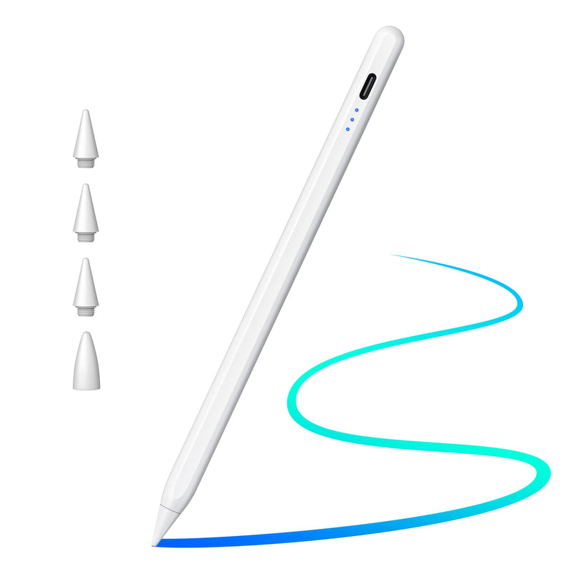 [Australia - AusPower] - Cisteen Stylus Pen for iPad with Led Indicators, Tilt Sensor Palm Rejection Active Pencil for (2018-2022) Apple iPad 10/9/8/7/6th Gen, iPad Pro 12.9&11", iPad Air 5th/4th/3rd Gen, iPad Mini 6/5 White 