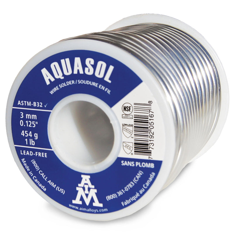AIM Lead-Free Plumbing Solder, Silver Bearing, 0.125inch dia, 1 Lb Spool 1lb-454g (3mm-0.125inch)