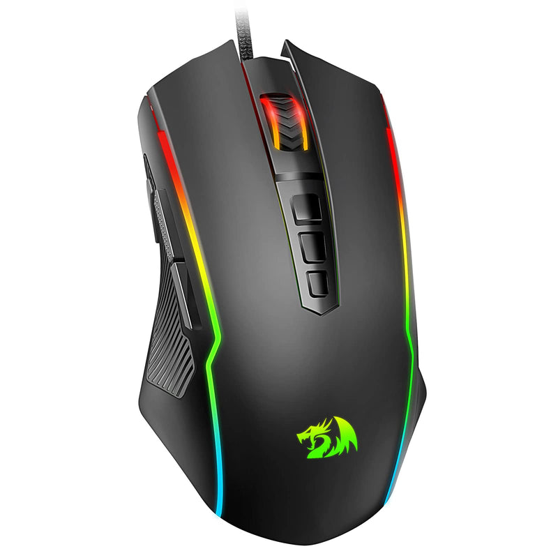 [Australia - AusPower] - Redragon Gaming Mouse, Wired Gaming Mouse with RGB Backlit, 8000 DPI Adjustable, Mouse with 9 Programmable Macro Buttons & Fire Button, Software Supports DIY Keybinds, M910-K Black 