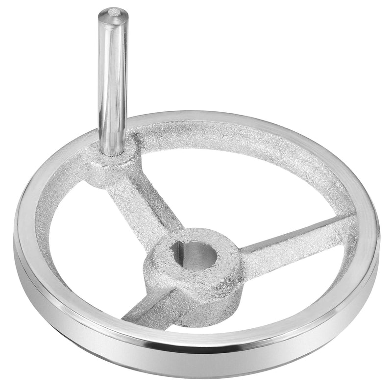 [Australia - AusPower] - PATIKIL 120mm/4.72 Inch Diameter 14mm ID Rotary Handwheel, 1 Pack Cast Iron Chrome Plated with Handle for Many Types of Milling Machines and Lathes, Silver Tone 