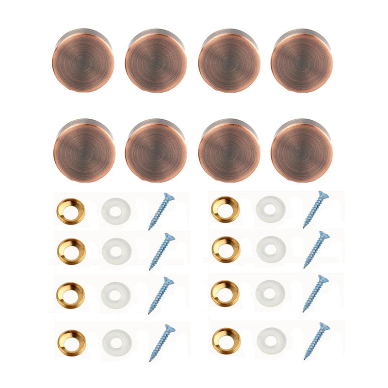 [Australia - AusPower] - 8 Pcs Copper Mirror Screws, Dia. 10mm Furniture Standoff Screw Decorative Cap Covers, Mirror Self-Tapping Screws Cap Nail, Red Copper 