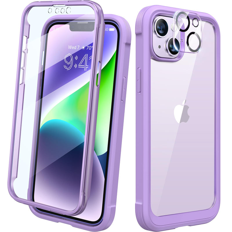 [Australia - AusPower] - Diaclara Designed for iPhone 14 Case, Full Body Rugged Case with Built-in Touch Sensitive Anti-Scratch Screen Protector, with Camera Lens Protector for iPhone 14 6.1" (Peri Purple) iPhone 14 6.1'' Peri Purple 