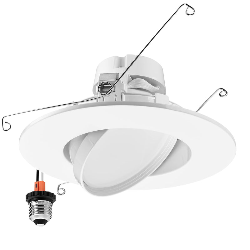 Maxxima 5" and 6" Rotatable LED Retrofit Downlight Gimbal - 1200 Lumens, 11 Watts, Dimmable, 5 CCT 2700K/3000K/3500K/4000K/5000K, Recessed Ceiling Light Fixture, Ideal for Kitchens and Dining Rooms White