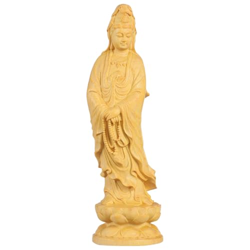 SEWACC Guanyin Statue Moon Guan Yin Buddha Figurine Buddhist Decor Home Accent Asian Religious Statue for Shelf Desk Meditation Space 4.72 X 1.41 X 1.
