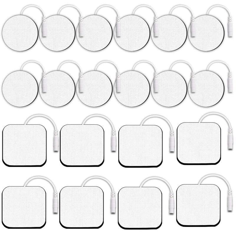 [Australia - AusPower] - TENS Unit Replacement Pads, Combination 20 PCS Multiple Sizes Electrodes TENS Unit Pads, SM Electrode Patches(pin-in), Latex-Free Self-Adhesive TENS Pads for TENS/EMS Muscle Stimulation Machine White 