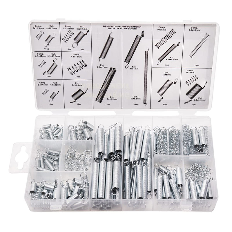 [Australia - AusPower] - 200PCS Spring Assortment Kit Zinc Plated Extension and Compression Springs Kit with 20 Different Sizes for Home Repairs & DIY 20 Sizes 