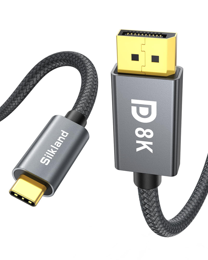 Silkland USB C to DisplayPort 1.4 Cable 15FT [8K@60Hz, 4K@144Hz 120Hz, 2K@240Hz], 5K Type C to DP 1.4 Cable, [32.4 Gbps, Thunderbolt 4/3 Compatible] for MacBook Pro 2022, M1 Mac mini, iPad Pro, XPS 15 Feet
