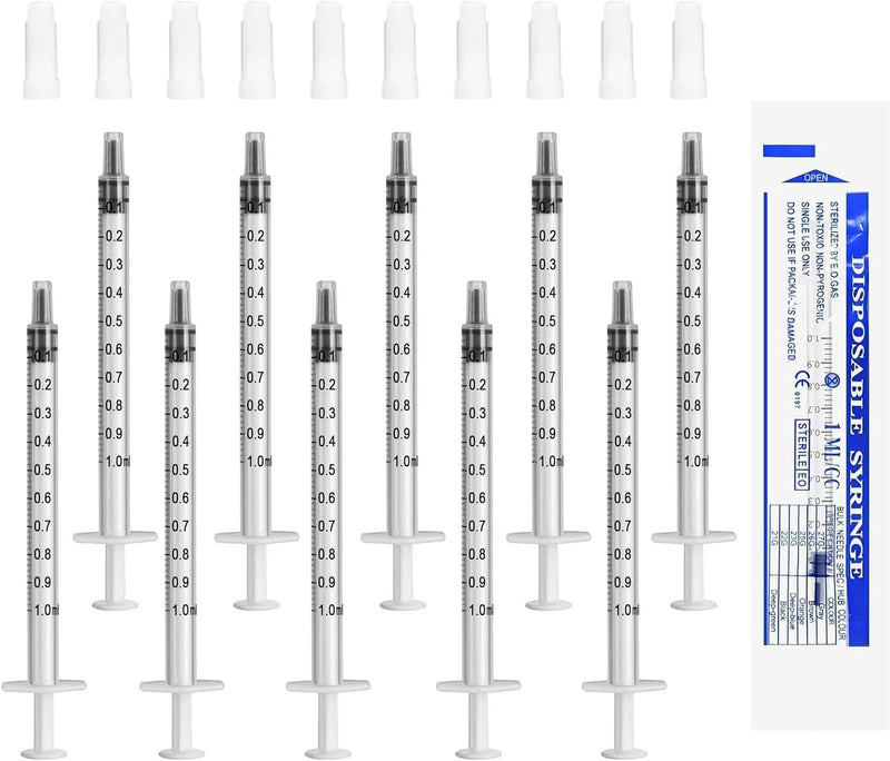 10 x 1 ml syringe colostrum syringe with closure, individually packed | Syringe 1 ml without needle for science laboratories refilling and measuring oil adhesive applicator of liquids feeding 10
