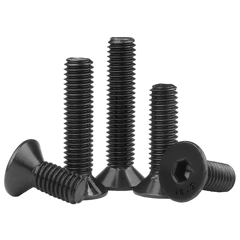 [Australia - AusPower] - 125PCS Grade 10.9 Alloy Steel Flat Head Hex Socket Cap Screws Bolts, M4 x 8/12/16/20/30mm Allen Head Hex Drive Machine Screws Set with Hex Key, Black Oxide Finish, Fully Threaded Pitch : 0.7 mm 125pcs-M4 x 8/12/16/20/30 