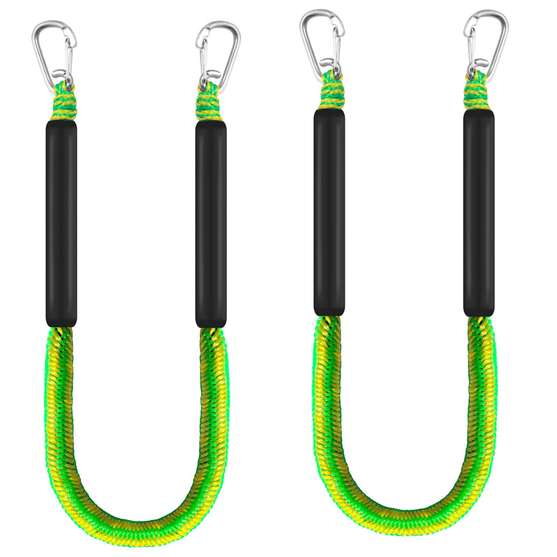 Bungee Dock Lines for Boats, Non-Sink Floating Rope with Double Hooks, Heavy Duty Boat Tie Downs for Dock for Pontoon Jet Ski (Green & Yellow, 4FT) Green & Yellow