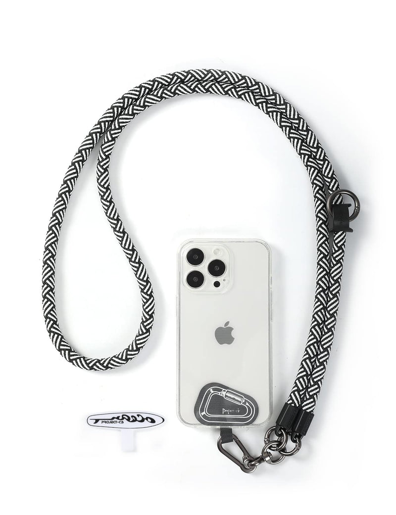 [Australia - AusPower] - project-cb Cell Phone Lanyard ×1,Phone Lanyard Patch ×2,Phone Strap,Universal Lanyard for Phone,Crossbody Phone Strap,Neck Phone Lanyard (White-Black) White-black 