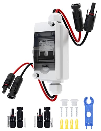 DIHOOL DC Circuit Breaker PV System, Miniature Circuit Breaker, DC12V-400V Circuit Breaker 1 String 2-Pin 30A with Solar Plug Cable IP65 Housing for Balcony Power Plant, Battery, Solar Panels 30 A (DC/AC 400 V)