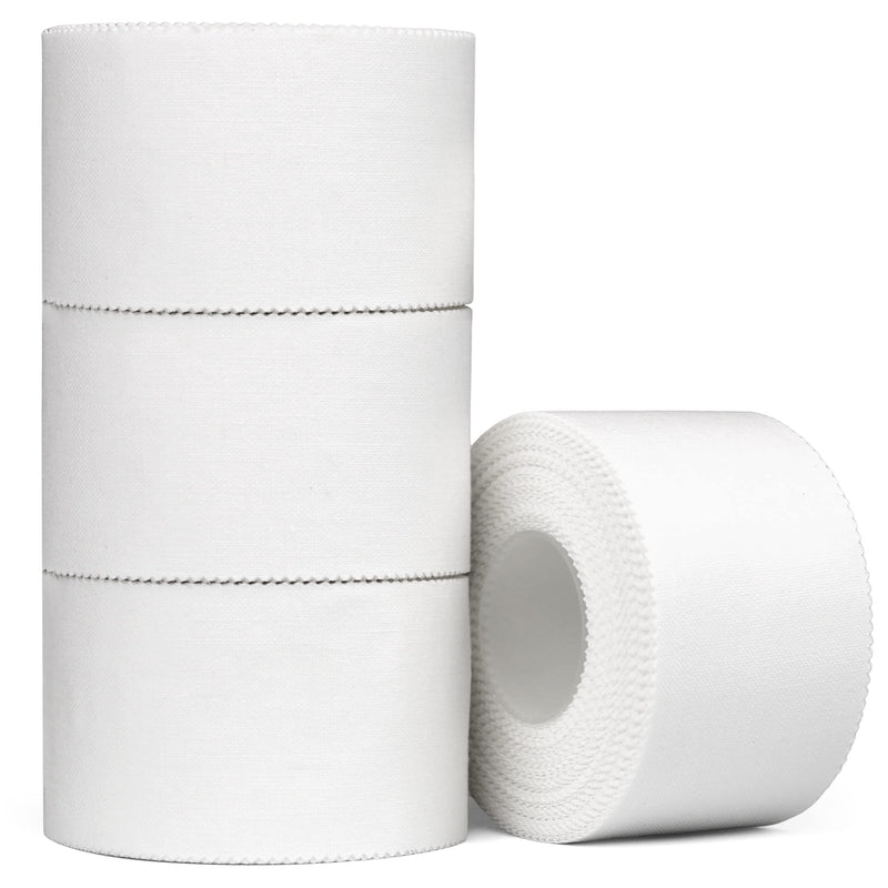 Affordtex Athletic Sports Tape – 4 Adhesive Rolls -No-Sticky Residue – White Medical Tape - Sport Tape -Skin Friendly Athletic Tape 1.5" x 10 Yards for Athletes, Coaches, Amateurs (White- 40 Yards) White - 40 yards