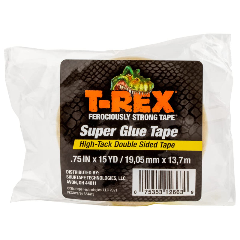 [Australia - AusPower] - T-Rex Double Sided Super Glue Tape, 0.75" x 15 Yards, Clear, 1 Pack (287704) 