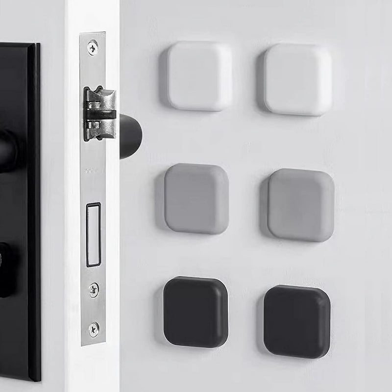 [Australia - AusPower] - Door Stoppers Wall Protector - Silicone Door Knob Guard Wall Shield - Self-Adhesive Door Handle Bumper Silencer for Home ? Office Walls (White, Gray, Black) 6pcs, Square 