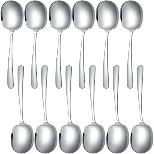 Mimorou 12 Pcs Stainless Steel Serving Spoons Set for Buffet 8.3 Inches Large Serving Utensils Dishwasher Safe Metal Polished Buffet Spoons for Food Cooking Catering Kitchen Banquet Restaurant Gifts