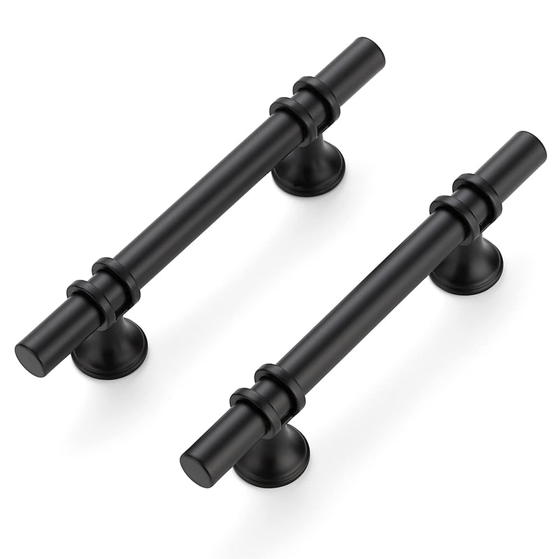 Ravinte 10 Pack 6 Inch Cabinet Pulls Kitchen Cupboard Handles with Round Base Matte Black Drawer Pulls Cabinet Handles 6" Length,3.5" Hole Center