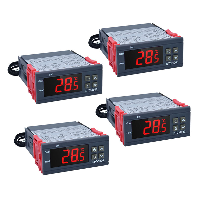 [Australia - AusPower] - 4Pcs STC-1000 110V-220V Digital LED Temperature Controller, Microcomputer Digital Display Temperature Controller Heating Cooling Thermostat 2 Relay Output with NTC 10K Thermistor Sensors Probe 