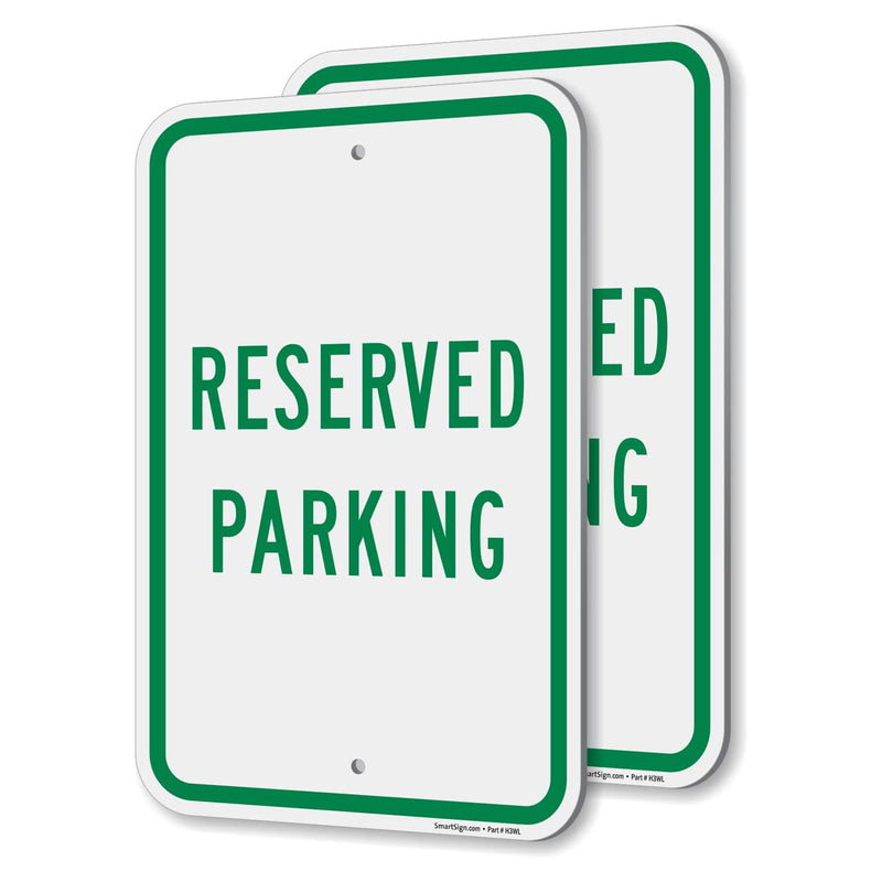 SmartSign Reserved Parking Sign - 2 Pack, 18 x 12 inch, 2mm Thick Aluminum Composite, Pre-Drilled Holes, Green and White, Made in USA ACM - 12" x 18" (Pack of 2)
