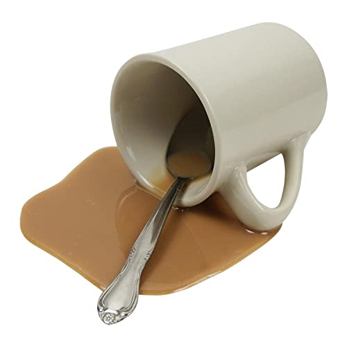 Ceramic Fake Joke Coffee Spill in Mug with Spoon