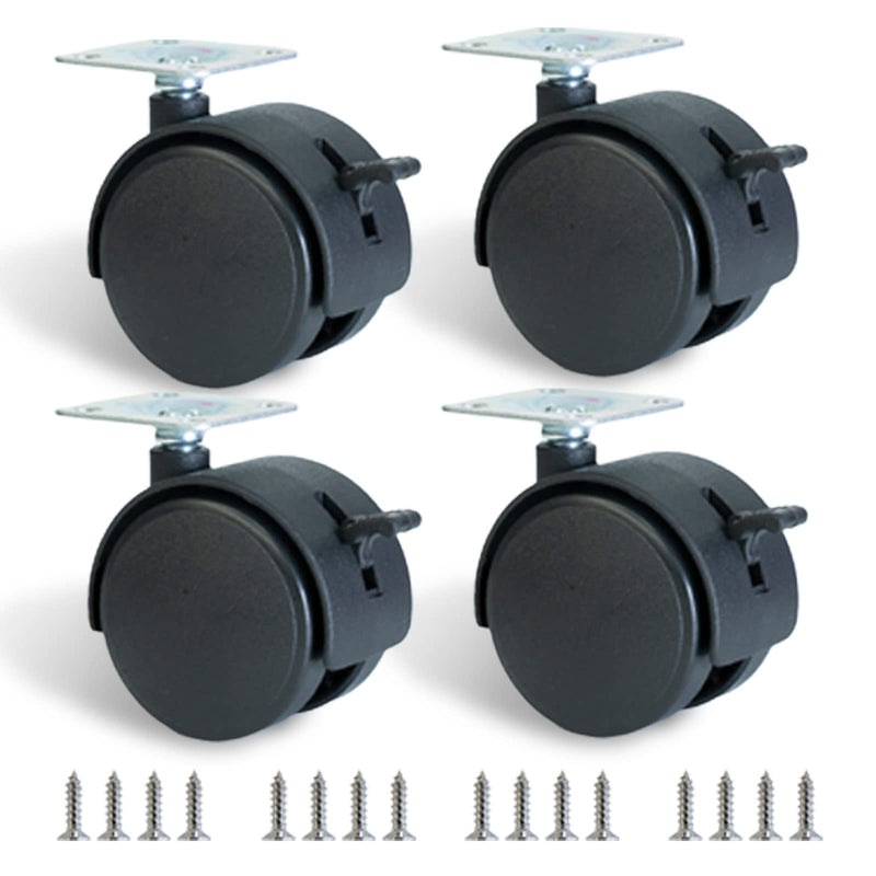 [Australia - AusPower] - 4pcs 2 Inch Casters Swivel Replacement Wheels Locking Plate Mounted Castor with Stainless Screws In Wheel 360 Rollers for File Cabinet Desk Table Drawer Cart Bed Small Furniture Loading 110Lb 