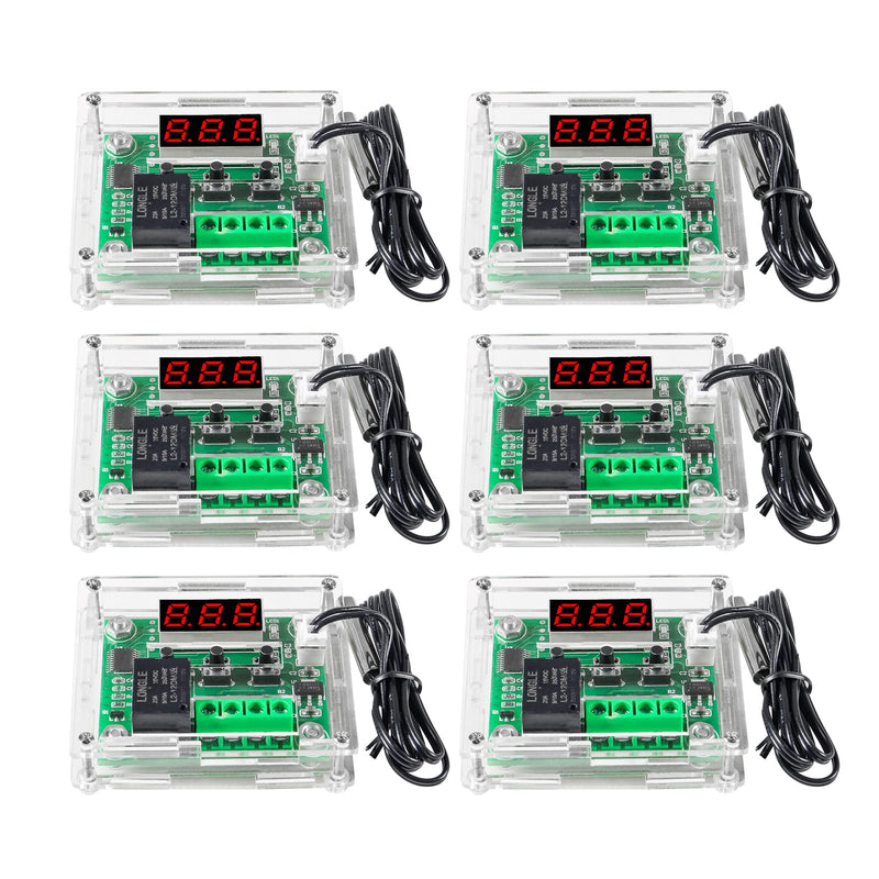 [Australia - AusPower] - 6pcs W1209 12V DC Digital Temperature Controller Board with Case Micro Digital Thermostat -50-110°C Electronic Temperature Temp Control Module Switch with 10A One-Channel Relay and Waterproof RED 12V RED 