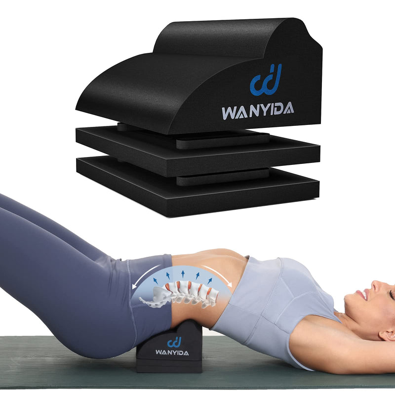 [Australia - AusPower] - WANYIDA Lumbar Orthotic Traction Roll Device, Lower Back Stretcher for Pain relief, Back Traction for Lumbar Decompression, 3 Height Adjustable Lumbar Stretcher, Chiropractic 