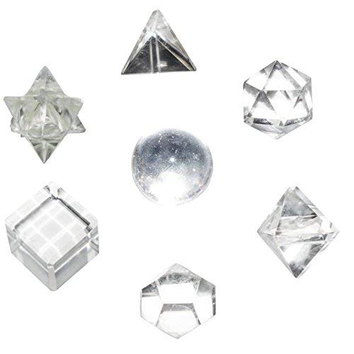 Clear Quartz 7 Pcs Platonic Solids Crystal Geometry Set, Platonic Solids