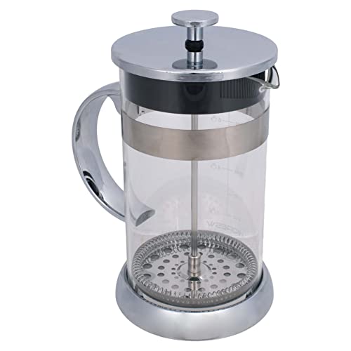 Elanze Designs Stainless Steel 1 Liter Glass French Press Coffee and Loose Leaf Tea Maker 1 liter Stainless Steel