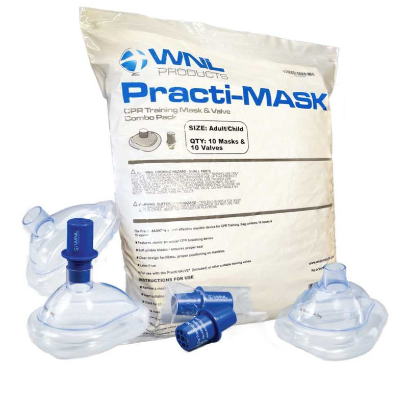 [Australia - AusPower] - WNL Products 5000TMV Adult/Child CPR Practi-MASK & Valve Combo Pack, 10 CPR Training Masks, and 10 CPR Training Valves Fits All WNL Training Masks (10 Pack) 