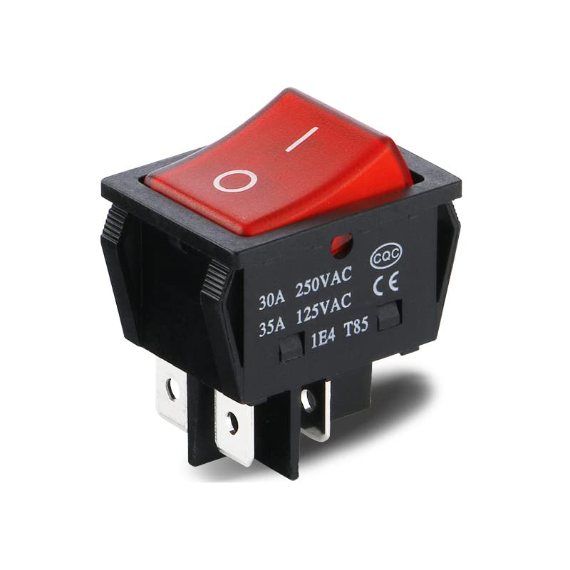 [Australia - AusPower] - 30A 250VAC/35A 125VAC KCD2 KCD4 Rocker Switch DPST 4 Pin Red Lighted 120V Rocker Toggle Switch ON Off Heavy Duty 4Pack Red 30Amp 