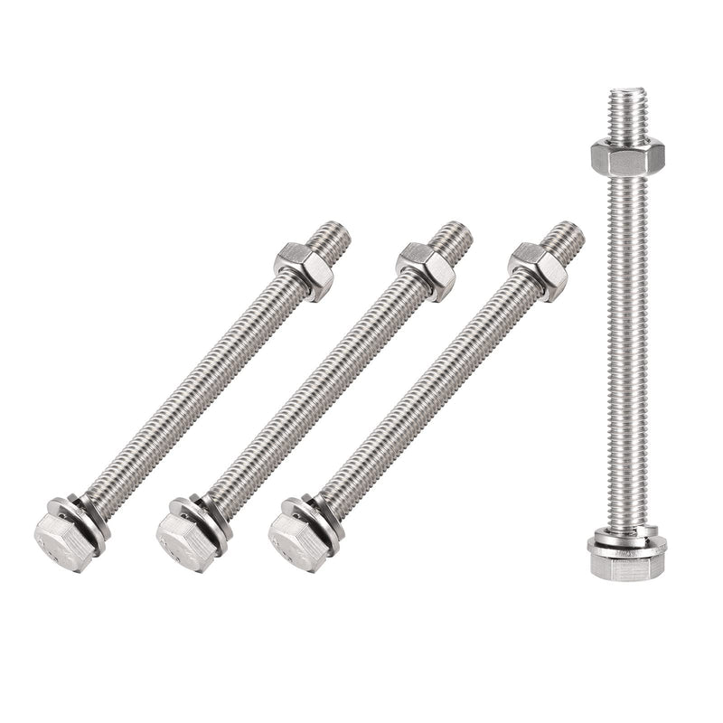 [Australia - AusPower] - METALLIXITY Hex Head Screws Bolts, Nuts, Flat & Lock Washers Kits (M10x120mm) 4Sets, 304 Stainless Steel Assortment Kit - for Home Appliance M10x120mm 
