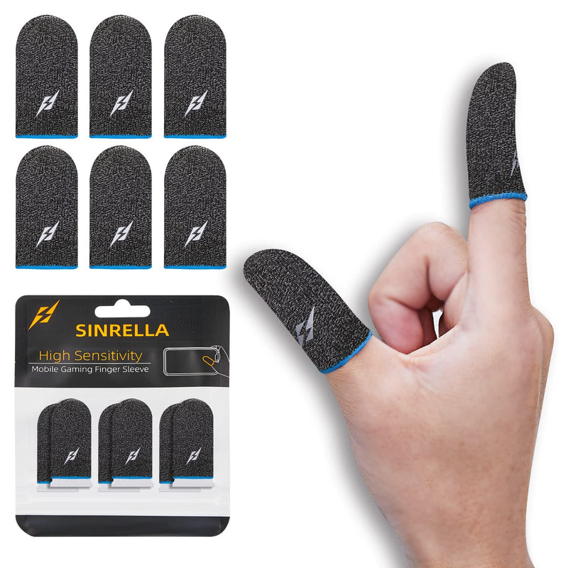 [Australia - AusPower] - Gaming Finger Sleeve for Mobile Game Controller (6 Pack) Thumb Sleeve for PUBG Anti-Sweat Breathable Seamless (Charcoal Gray Blue) Charcoal Gray Blue 