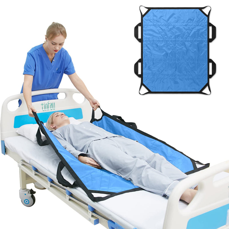 45" x 36" Positioning Bed Pad with Handles Washable Draw Sheets for Hospital Bed Ridden Patient Clothes Waterproof Glide Sheets for Patients Moving Pad for Lifting &Transfer Sheet, Light Blue 45" X 36"