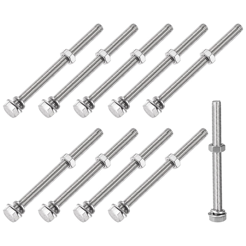 [Australia - AusPower] - METALLIXITY Hex Head Screws Bolts, Nuts, Flat & Lock Washers Kits (M8x90mm) 10Sets, 304 Stainless Steel Assortment Kit - for Home Appliance M8x90mm 