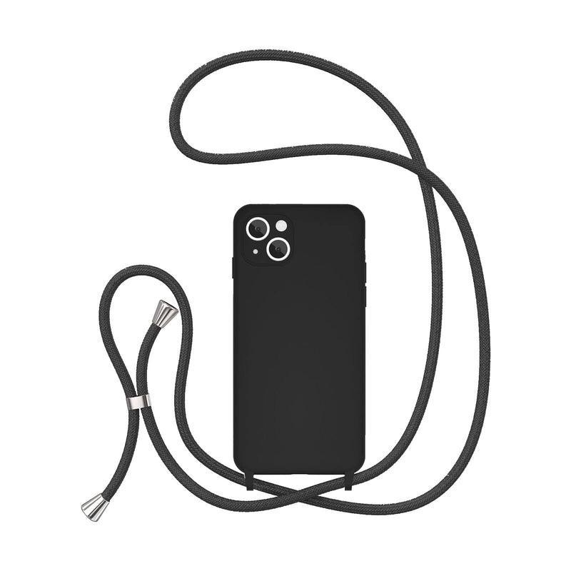 [Australia - AusPower] - UEEBAI Crossbody Lanyard Phone case for iPhone 12, Silicone Phone Cover with Adjustable Necklace Strap Soft Belt Neck Cord Lanyard Shockproof Protective Case - Black 