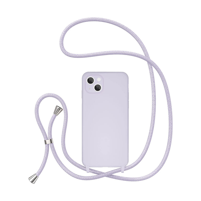 [Australia - AusPower] - UEEBAI Crossbody Lanyard Phone case for iPhone 14 6.1 inch, Silicone Phone Cover with Adjustable Necklace Strap Soft Belt Neck Cord Lanyard Shockproof Protective Case - Mauve 