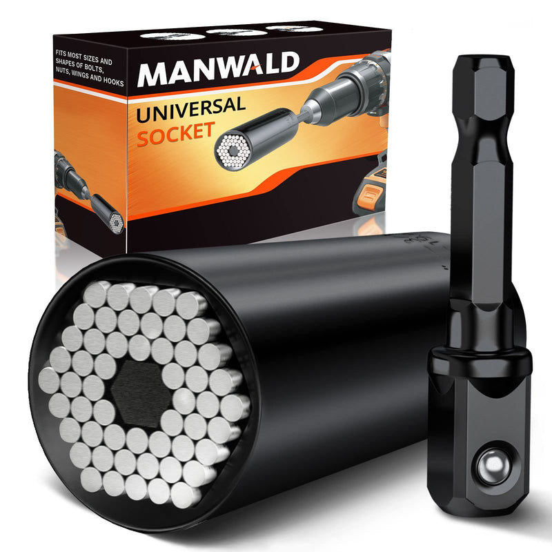 [Australia - AusPower] - Universal Socket Tool, Super Socket Unscrew Any Bolt, Adjustable Socket Drill with Adapter, Fathers Day Dad Gifts from Daughter Wife Son, Gifts for Him, Men, Kids, Boyfriends, 2 PCS, Black 2 Set 