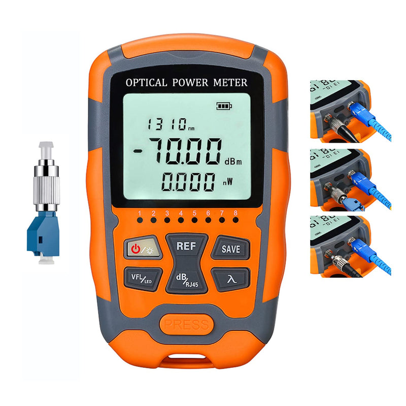 [Australia - AusPower] - 4-in-1 Fiber Optic Tester, Portable Optical Power Meter FC/SC/ST Standard Interface, Built-in 30Km Fiber Fault Detector Network Cable Tester with 1pc FC to LC Adapter 1 