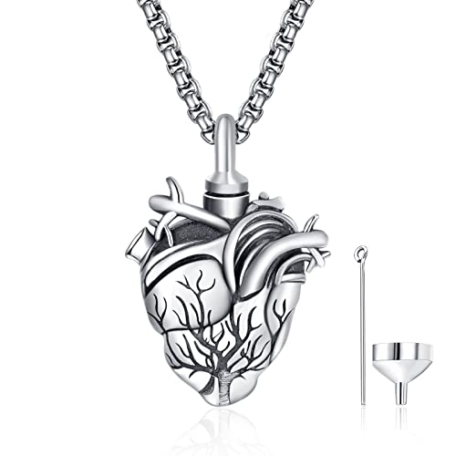 Cremation Jewelry for Ashes for Men 925 Sterling Silver Tree of Life Urn Necklace Heart Pendant Keepsake Jewelry Memorial Gifts