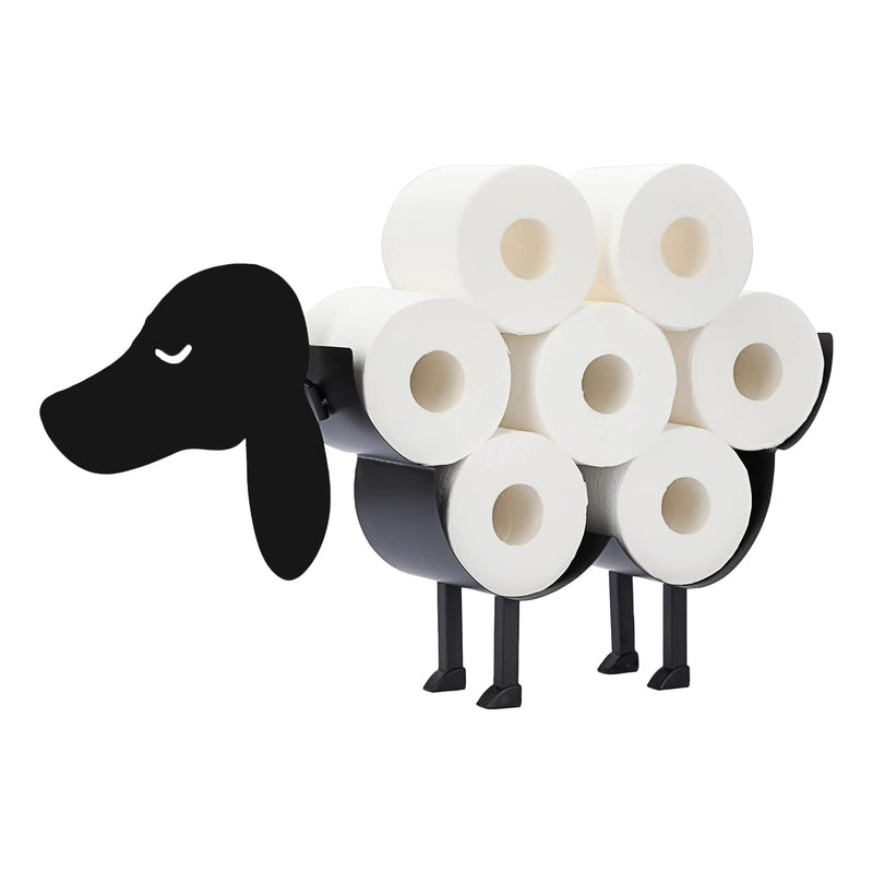 Cute Animal Decorative Toilet Paper Holders, Metal Wall Mount & Free-Standing Toilet Paper Holder, 8 Rolls of Tissue Paper Storage Basket, Bathroom Farmhouse Kitchen Decor Accessories (Classic Dog) Z-funny Dog
